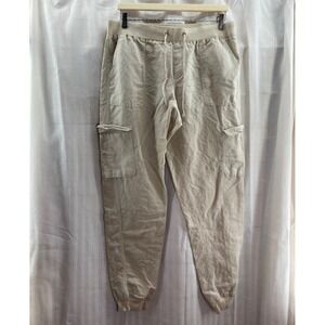 NY & Company‎ Cargo Jogger Pants Linen Cotton Blend Women's Size M Beige